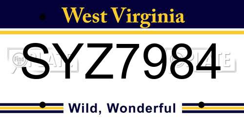 SYZ7984 West Virginia License Plate