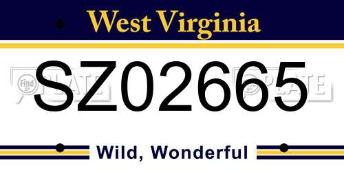 SZ02665 West Virginia License Plate