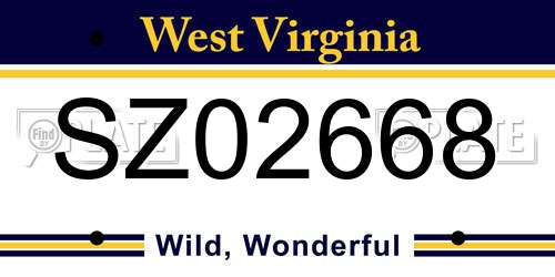 SZ02668 West Virginia License Plate
