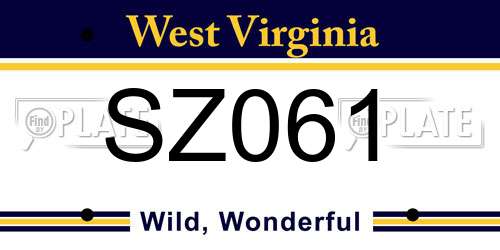 SZ061 West Virginia License Plate