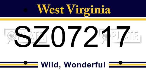 SZ07217 West Virginia License Plate