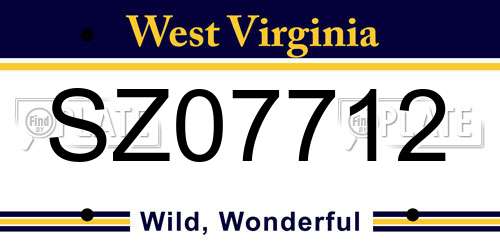 SZ07712 West Virginia License Plate