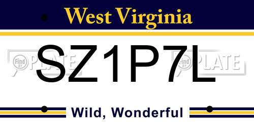 SZ1P7L West Virginia License Plate