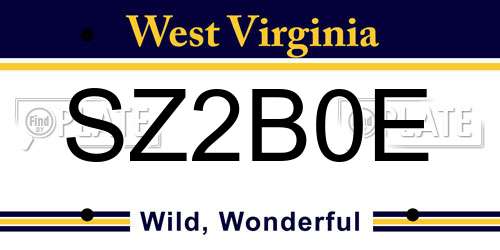 SZ2B0E West Virginia License Plate
