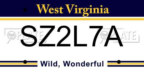 SZ2L7A West Virginia License Plate
