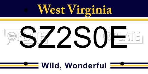 SZ2S0E West Virginia License Plate