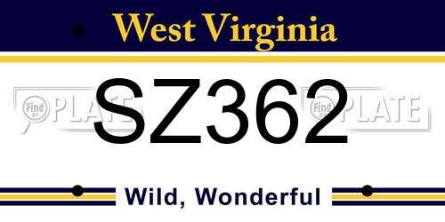 SZ362 West Virginia License Plate