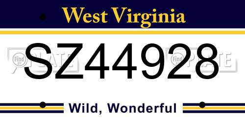 SZ44928 West Virginia License Plate