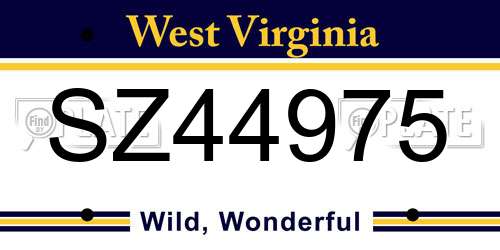 SZ44975 West Virginia License Plate