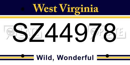SZ44978 West Virginia License Plate
