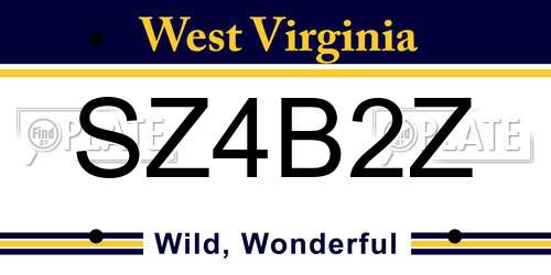 SZ4B2Z West Virginia License Plate