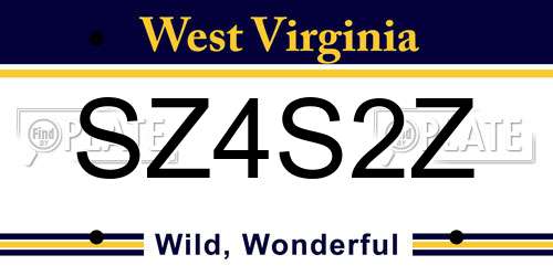SZ4S2Z West Virginia License Plate