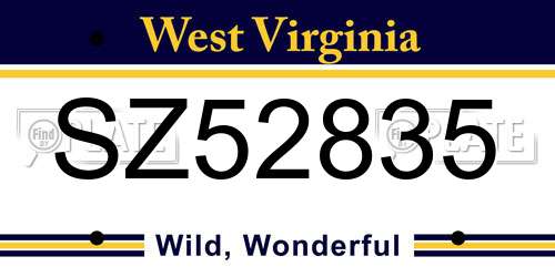 SZ52835 West Virginia License Plate