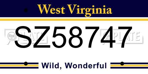 SZ58747 West Virginia License Plate
