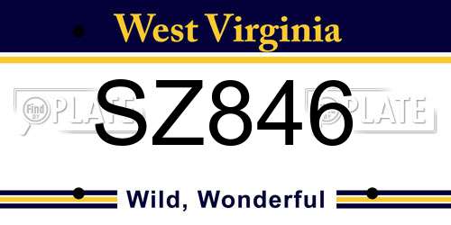 SZ846 West Virginia License Plate
