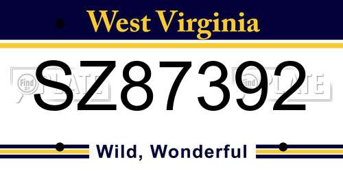 SZ87392 West Virginia License Plate