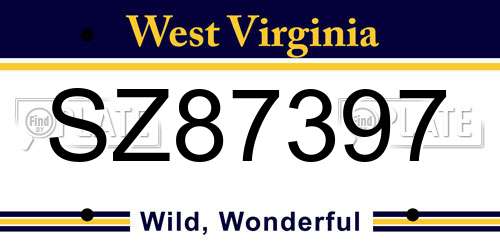 SZ87397 West Virginia License Plate