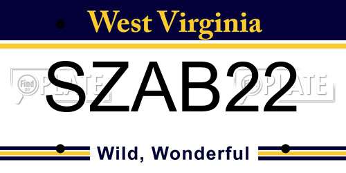 SZAB22 West Virginia License Plate