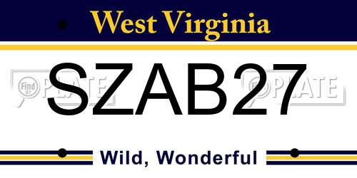 SZAB27 West Virginia License Plate