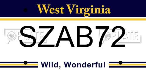 SZAB72 West Virginia License Plate