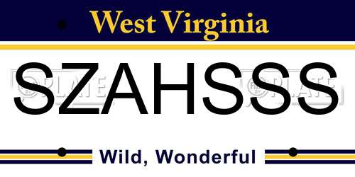 SZAHSSS West Virginia License Plate