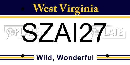 SZAI27 West Virginia License Plate