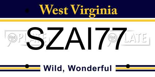 SZAI77 West Virginia License Plate
