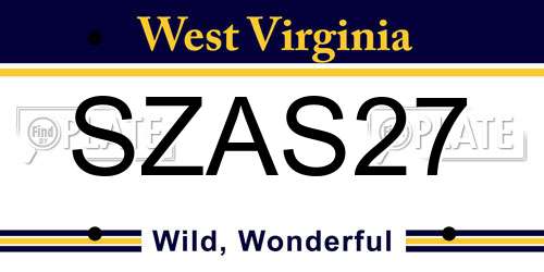 SZAS27 West Virginia License Plate