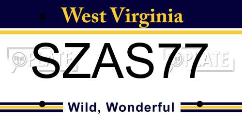 SZAS77 West Virginia License Plate