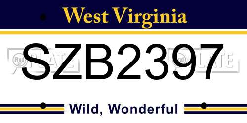 SZB2397 West Virginia License Plate
