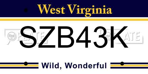 SZB43K West Virginia License Plate