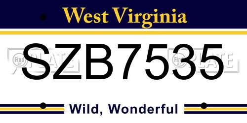 SZB7535 West Virginia License Plate