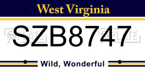 SZB8747 West Virginia License Plate