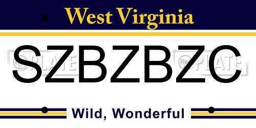 SZBZBZC West Virginia License Plate