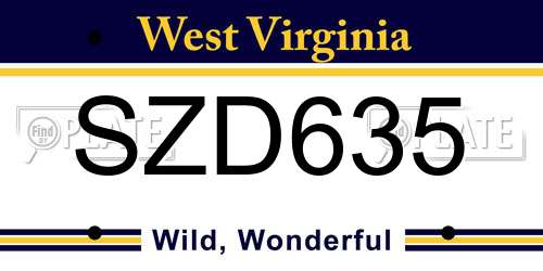 SZD635 West Virginia License Plate