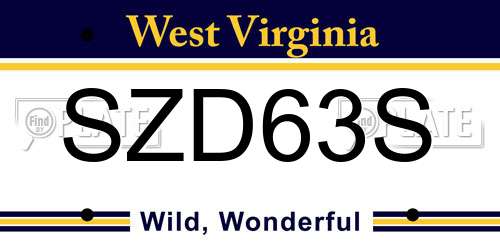 SZD63S West Virginia License Plate