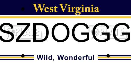 SZDOGGG West Virginia License Plate