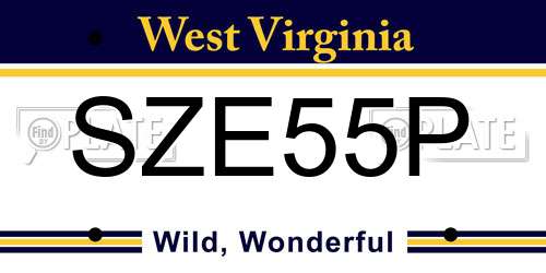 SZE55P West Virginia License Plate
