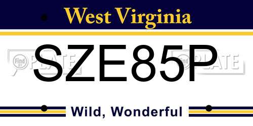 SZE85P West Virginia License Plate