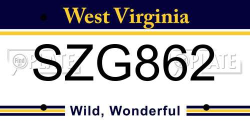 SZG862 West Virginia License Plate