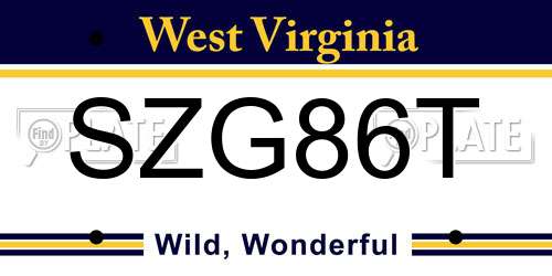 SZG86T West Virginia License Plate