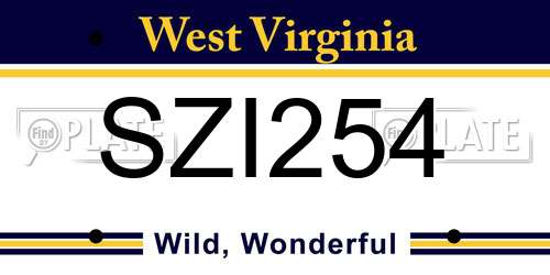 SZI254 West Virginia License Plate