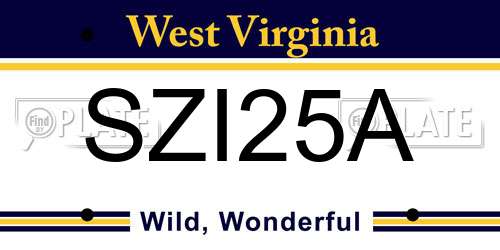 SZI25A West Virginia License Plate
