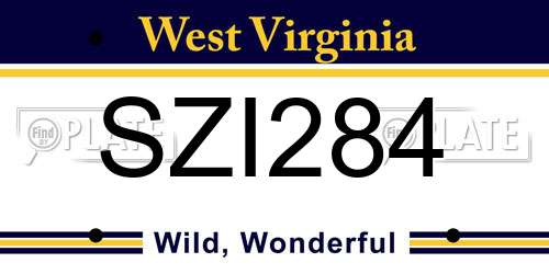 SZI284 West Virginia License Plate