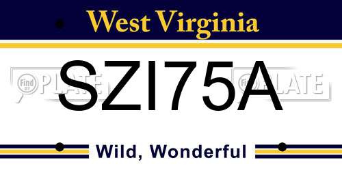 SZI75A West Virginia License Plate