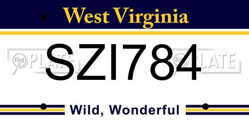 SZI784 West Virginia License Plate