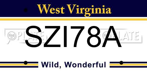 SZI78A West Virginia License Plate