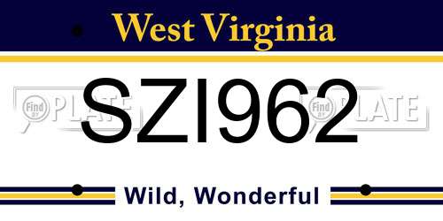 SZI962 West Virginia License Plate