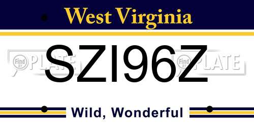 SZI96Z West Virginia License Plate