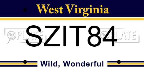 SZIT84 West Virginia License Plate